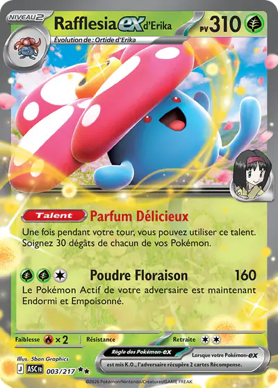 Image de la carte Pokemon Rafflesia ex d'Erika 003/217