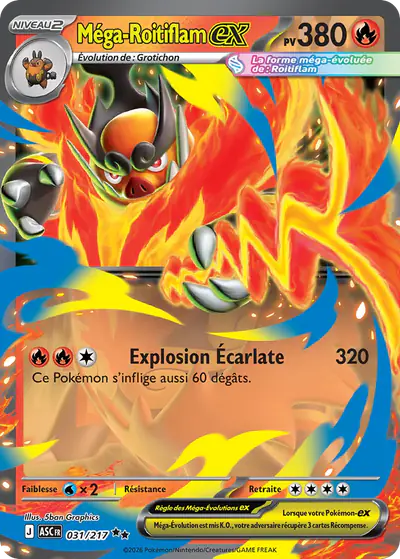 Image de la carte Pokemon Méga-Roitiflam ex 031/217