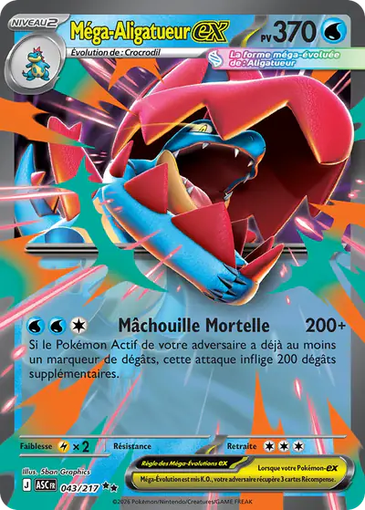 Image de la carte Pokemon Méga-Aligatueur ex 043/217