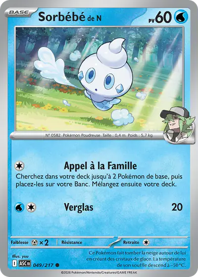 Image de la carte Pokemon Sorbébé de N 049/217