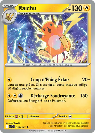 Image de la carte Pokemon Raichu 056/217