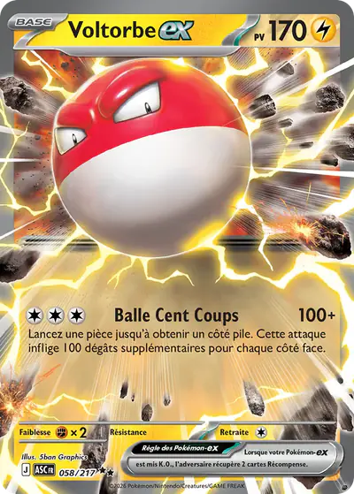 Image de la carte Pokemon Voltorbe ex 058/217