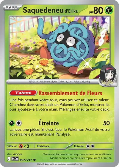 Image de la carte Pokemon Saquedeneu d'Erika 007/217