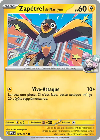 Image de la carte Pokemon Zapétrel de Mashynn 071/217