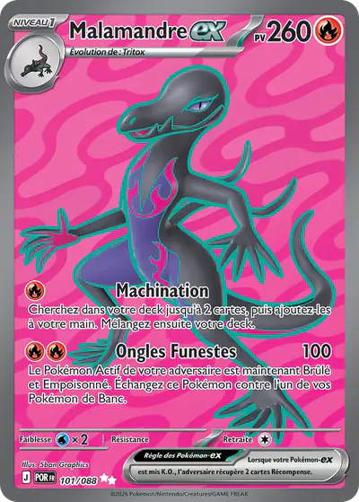 Image de la carte Pokemon Malamandre ex 101/88