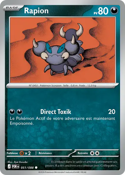 Image de la carte Pokemon Rapion 051/88