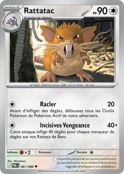 Image de la carte Pokemon Rattatac 061/88