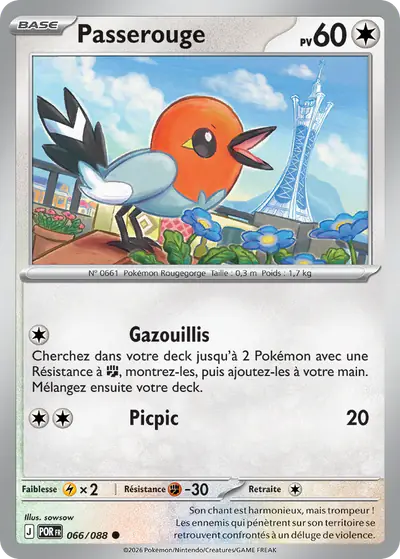 Image de la carte Pokemon Passerouge 066/88