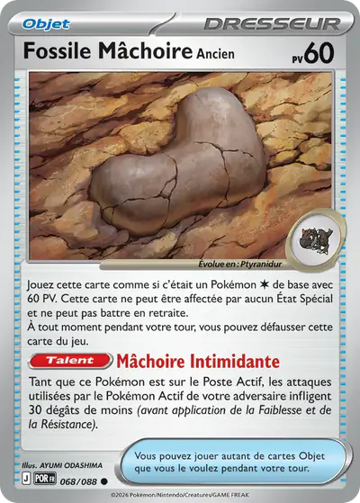 Image de la carte Pokemon Fossile Mâchoire Ancien 068/88