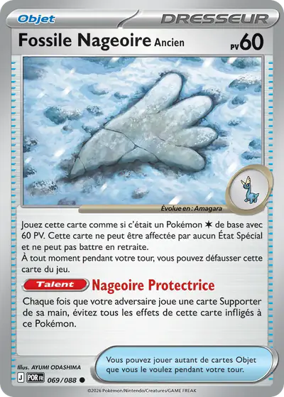Image de la carte Pokemon Fossile Nageoire Ancien 069/88