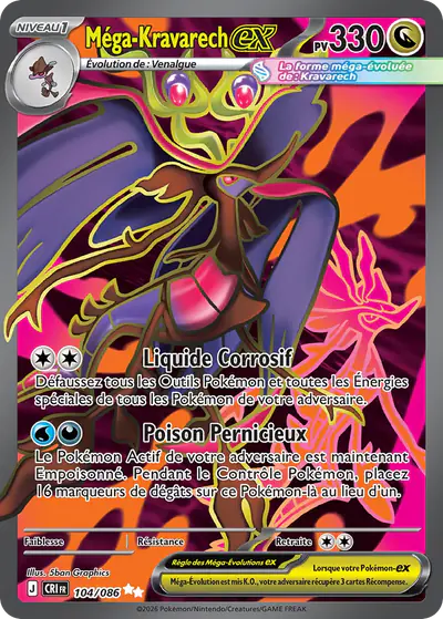 Image de la carte Pokemon Méga-Kravarech ex 104/86