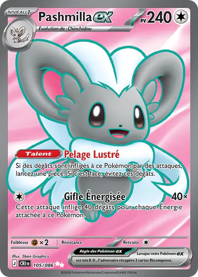 Image de la carte Pokemon Pashmilla ex 105/86