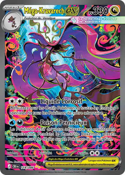 Image de la carte Pokemon Méga-Kravarech ex 118/86
