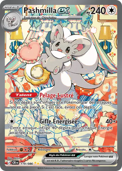Image de la carte Pokemon Pashmilla ex 119/86