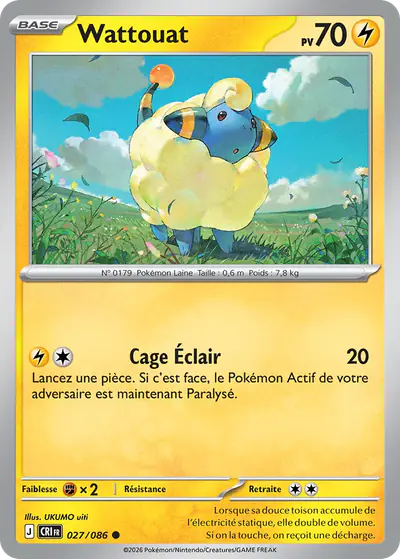 Image de la carte Pokemon Wattouat 027/86