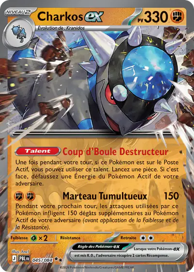 Image de la carte Pokemon Charkos ex 045/84