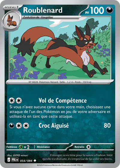 Image de la carte Pokemon Roublenard 054/84