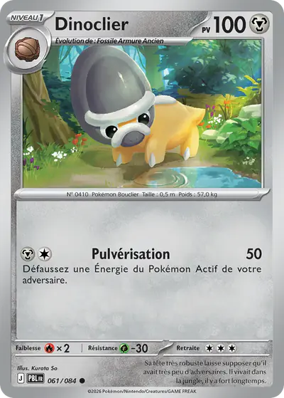 Image de la carte Pokemon Dinoclier 061/84