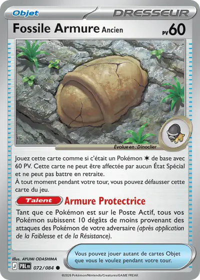 Image de la carte Pokemon Fossile Armure Ancien 072/84