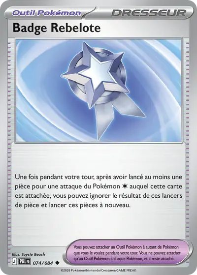 Image de la carte Pokemon Badge Rebelote 074/84