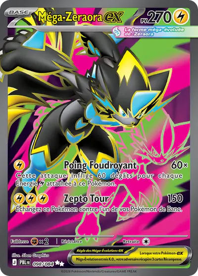 Image de la carte Pokemon Méga-Zeraora ex 098/84