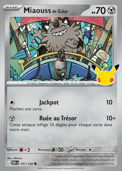 Image de la carte Pokemon Miaouss de Galar 101/128