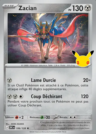 Image de la carte Pokemon Zacian 106/128