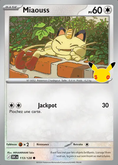 Image de la carte Pokemon Miaouss 113/128