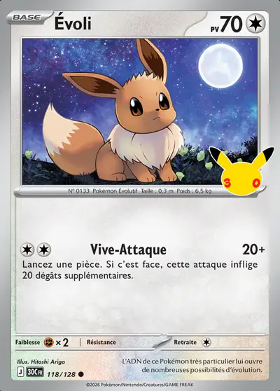 Image de la carte Pokemon Évoli 118/128
