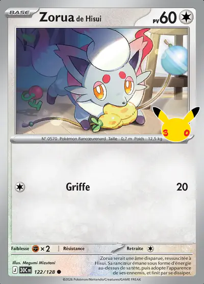 Image de la carte Pokemon Zorua de Hisui 122/128