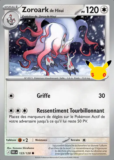 Image de la carte Pokemon Zoroark de Hisui 123/128