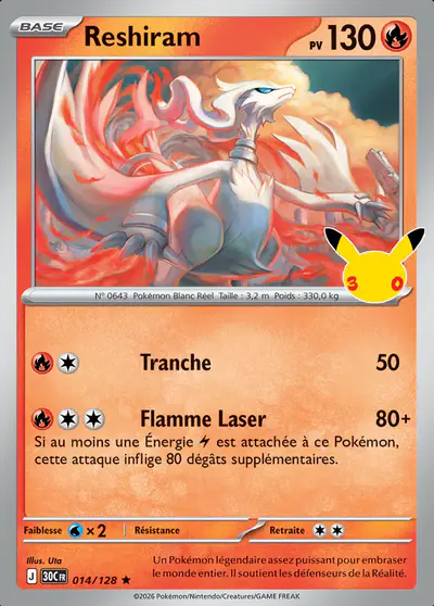 Image de la carte Pokemon Reshiram 014/128