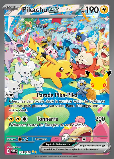 Image de la carte Pokemon Pikachu ex 149/128