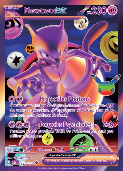 Image de la carte Pokemon Mewtwo ex 157/128