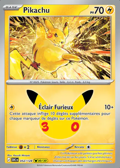 Image de la carte Pokemon Pikachu 052/128