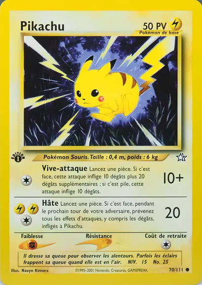 Image de la carte Pokemon Pikachu (Édition 1) 70/111