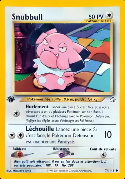 Image de la carte Pokemon Snubbull (Édition 1) 74/111