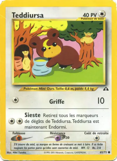 Image de la carte Pokemon Teddiursa (Édition 1) 65/75