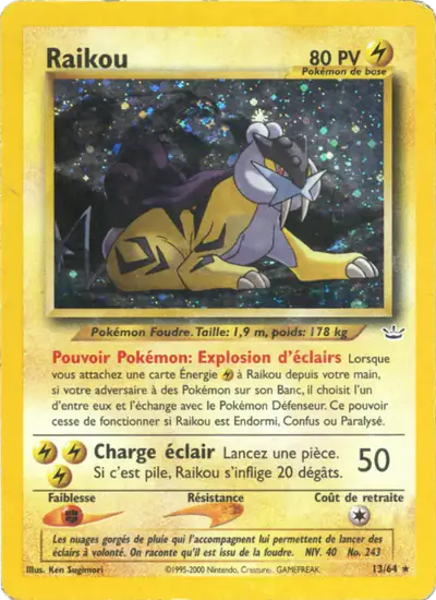 Image de la carte Pokemon Raikou (Édition 1) 13/64