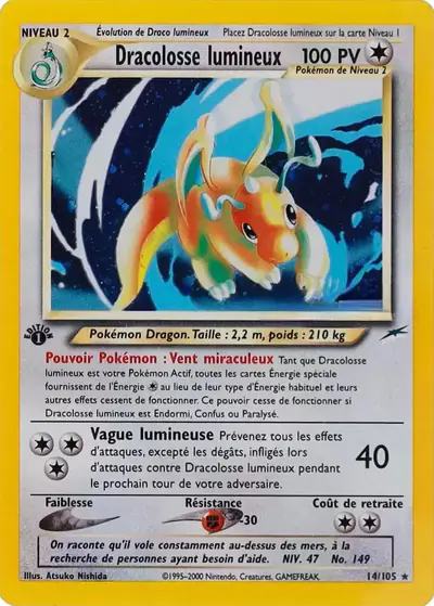 Image de la carte Pokemon Dracolosse lumineux (Édition 1) 14/105