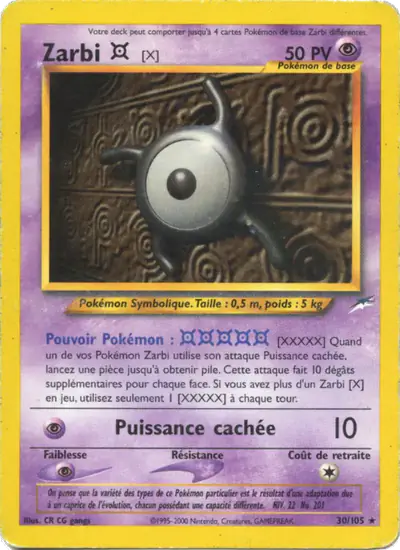 Image de la carte Pokemon Zarbi X (Édition 1) 30/105