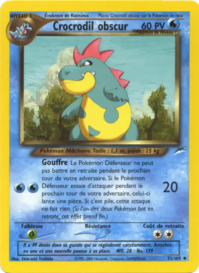 Image de la carte Pokemon Crocrodil Obscur (Édition 1) 32/105