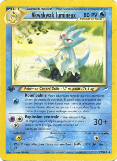 Image de la carte Pokemon Akwakwak lumineux (Édition 1) 47/105