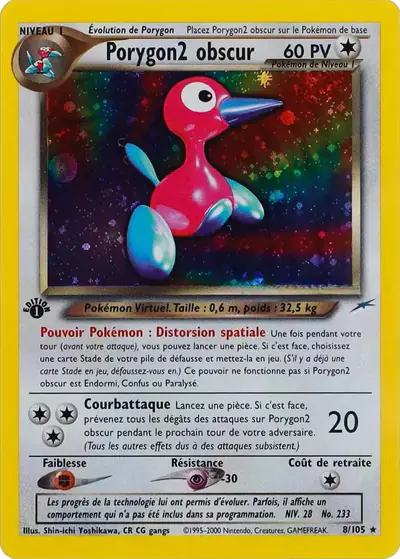 Image de la carte Pokemon Porygon2 Obscur (Édition 1) 8/105