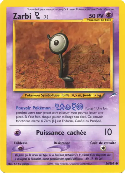 Image de la carte Pokemon Zarbi L (Édition 1) 86/105
