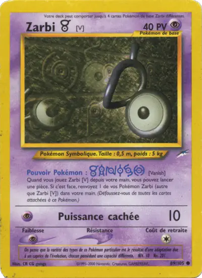 Image de la carte Pokemon Zarbi V (Édition 1) 89/105