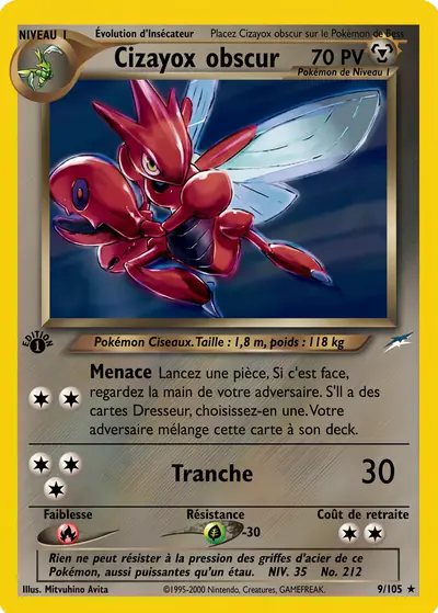 Image de la carte Pokemon Cizayox Obscur (Édition 1) 9/105