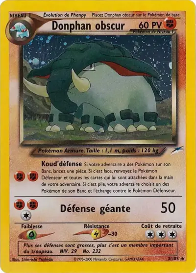 Image de la carte Pokemon Donphan Obscur 3/105