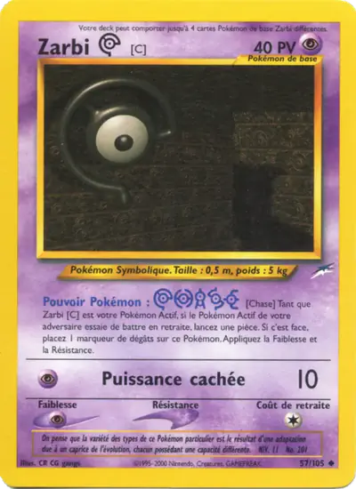 Image de la carte Pokemon Zarbi C 57/105