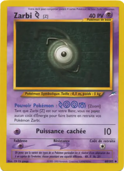 Image de la carte Pokemon Zarbi Z 60/105